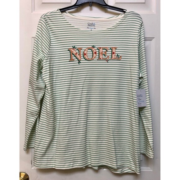 CROFT & BARROW WOMEN'S PLUS 1X 100% COTTON STRIPE TUNIC PULL OVER - Picture 1 of 5